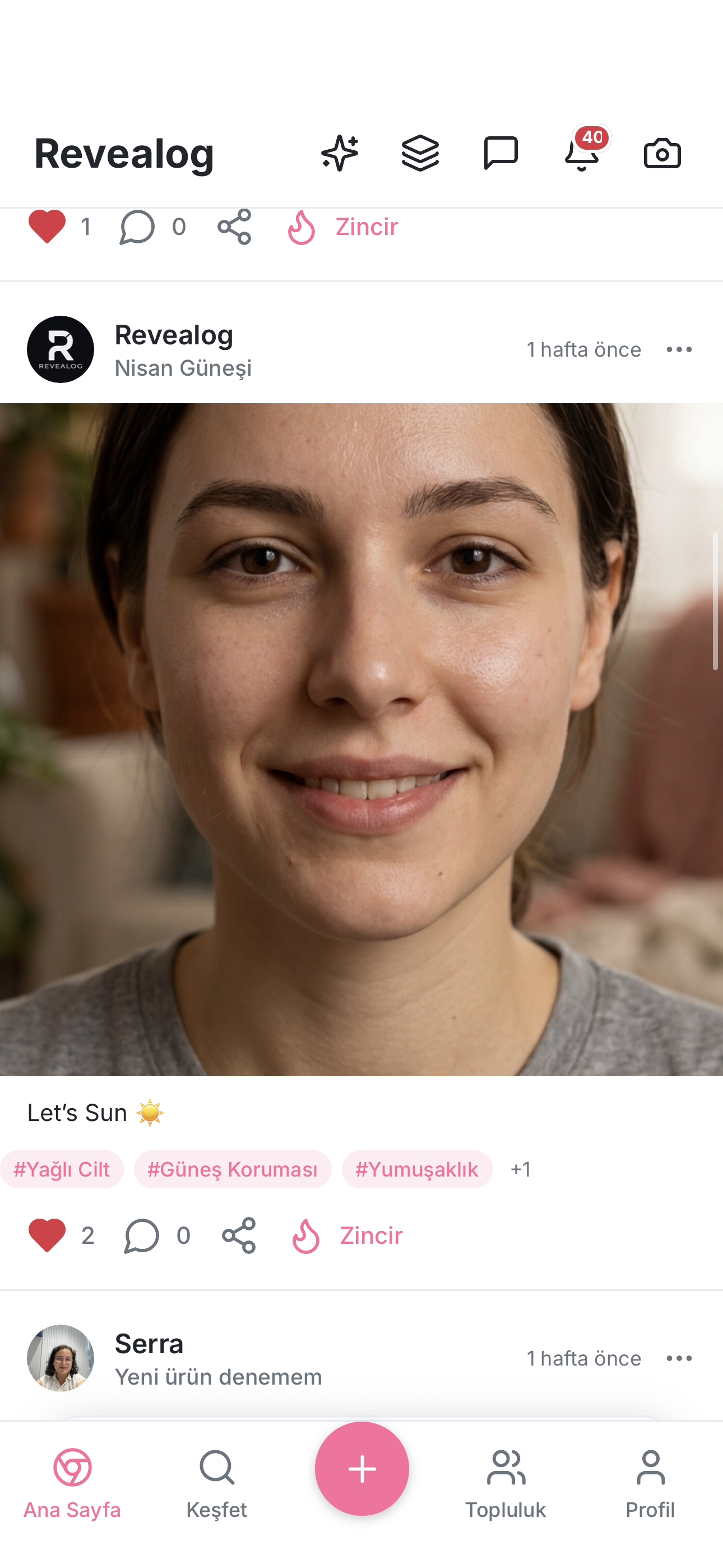 Revealog skincare brand and product tracker screen preview