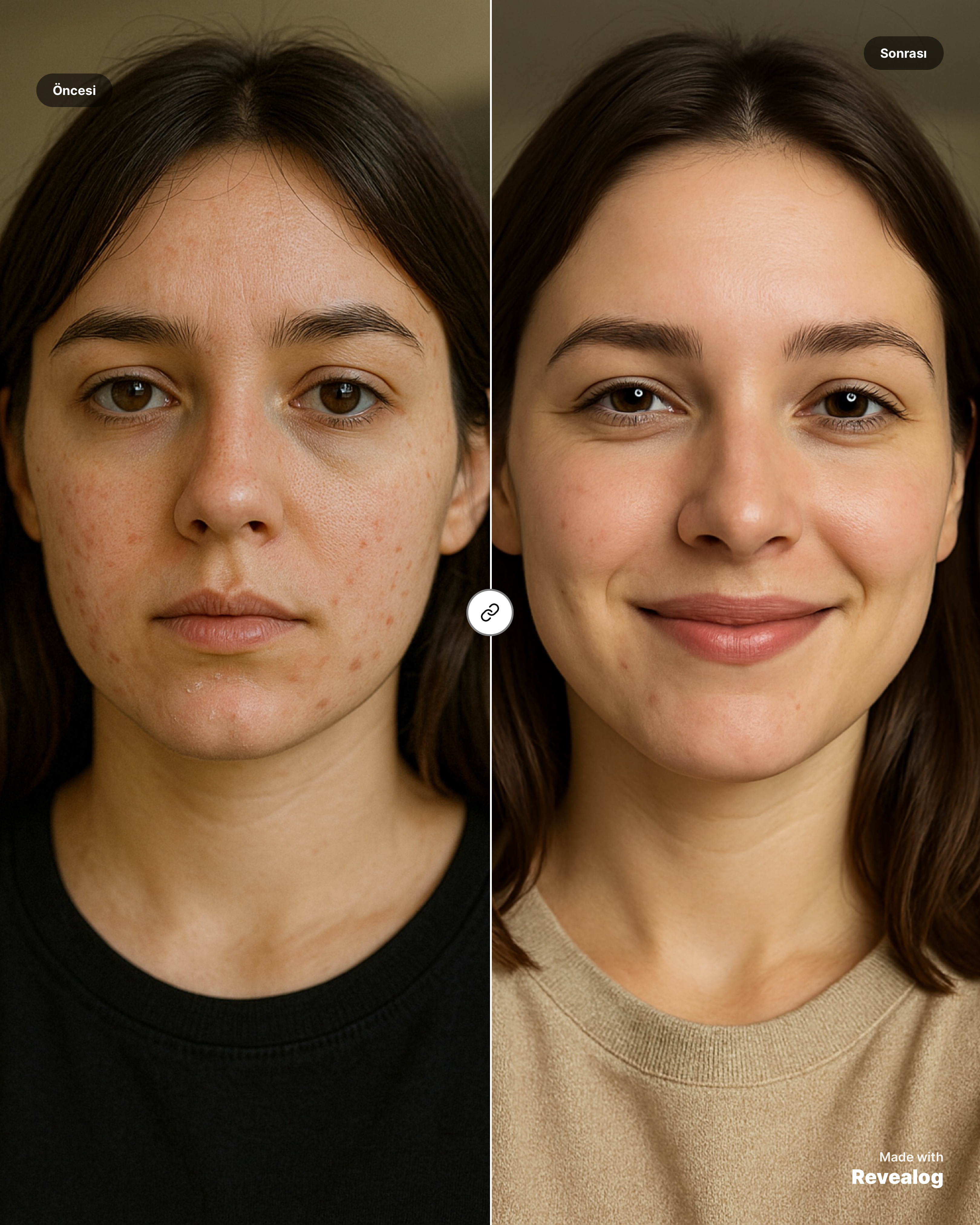 Revealog skincare progress comparison for a Glow Chain